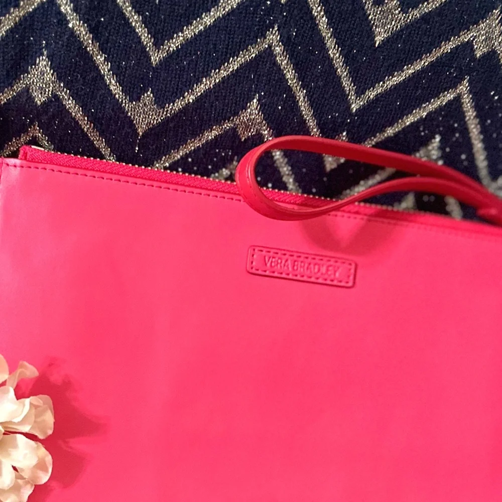 Vera Bradley Vibrant Pink , White and Red Leather Wristlet NWOT - Picture 5 of 10